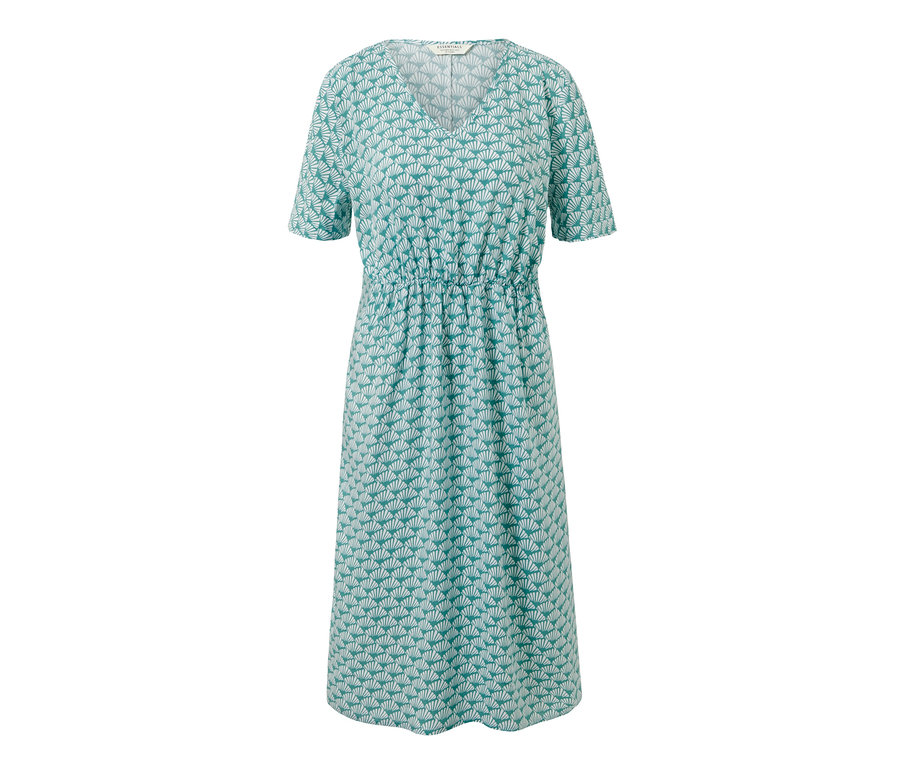 Türkiz, kagyló mintás női ruha.