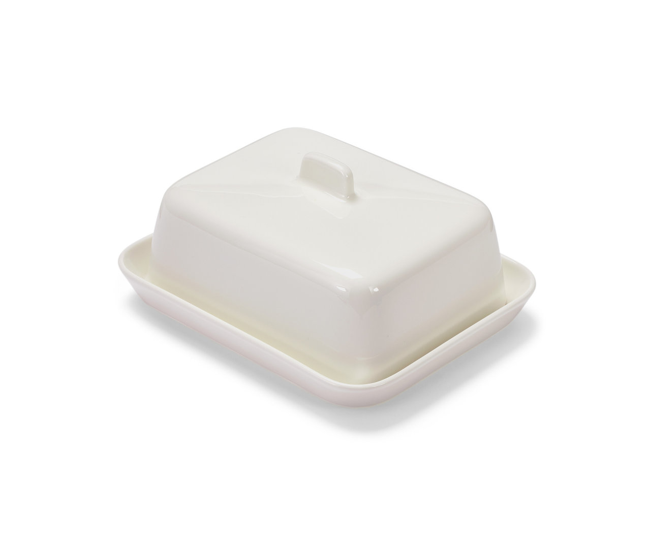 Egy fehér porcelán vajtartó.
