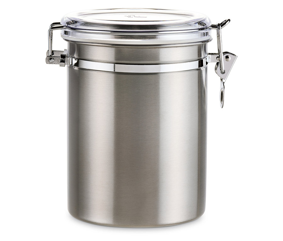 Rozsdamentes acél aromatartó doboz átlátszó fedéllel.