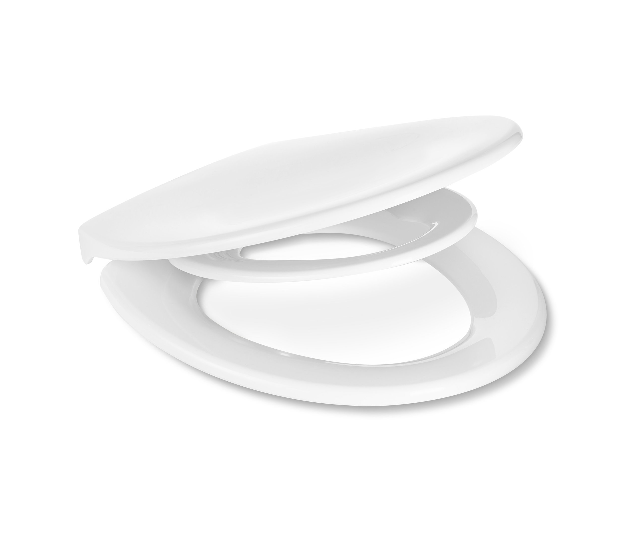 Fehér Family könnyen lehajtható WC-ülőke, a felső része enyhén megemelkedik.