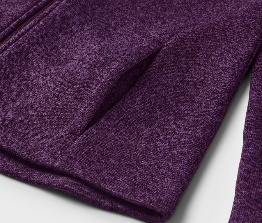A Da.Strickfleece-Jacke, pflaume/lavendel női kötött fleece dzseki részlete.