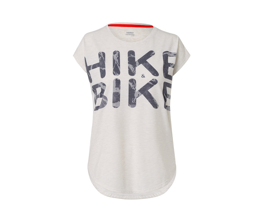 Bézs színű, HIKE & BIKE feliratú női funkcionális felső.