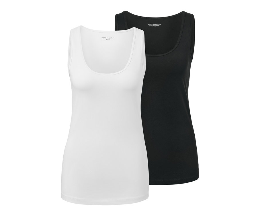 Két női top, egy fekete és egy fehér.