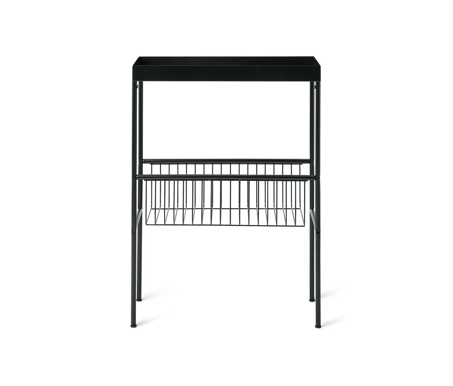 Fekete fém konzolasztal.