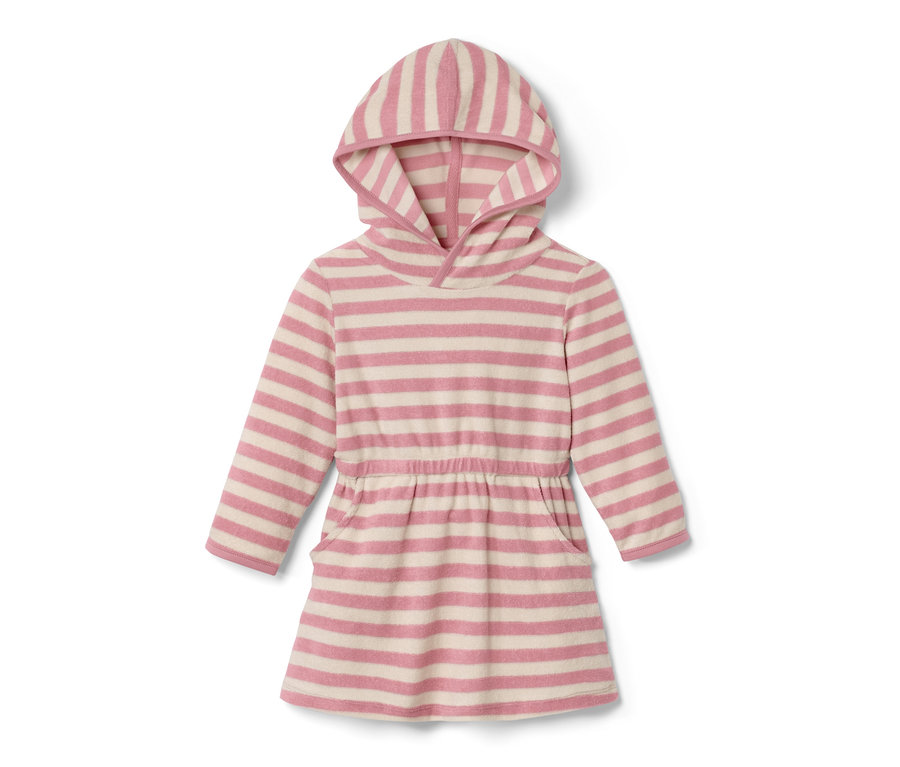 Csíkos, kapucnis frottír gyermekruha.