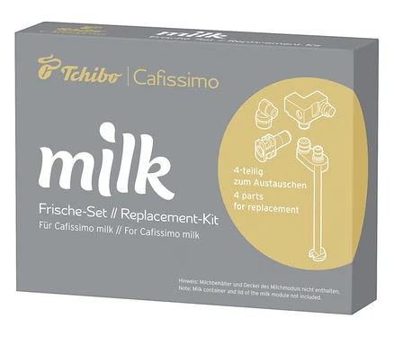 A Cafissimo milk cserekészlet csomagolása látható.