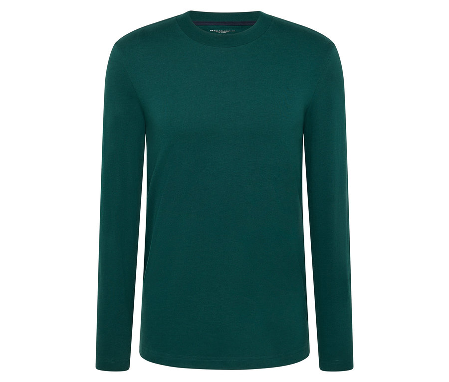 Egy zöld, hosszú ujjú póló fehér háttéren.