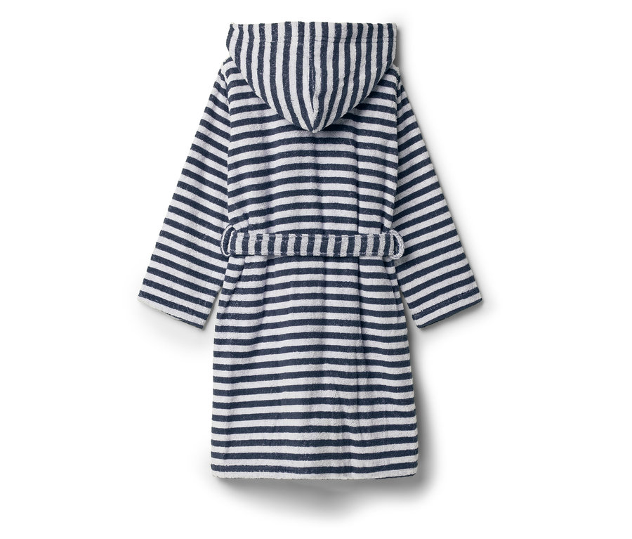 Csíkos köntös kapucnival és övvel.