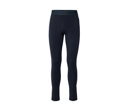 Sötétkék leggings vékony türkiz csíkkal a derékpánton.