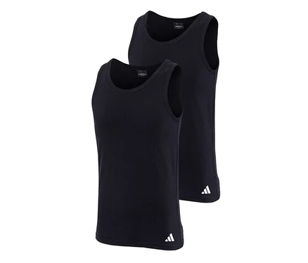 Két fekete adidas Active Flex trikó, az egyik kissé a másik előtt, mindkettőn fehér adidas logóval az alsó szegélyen.
