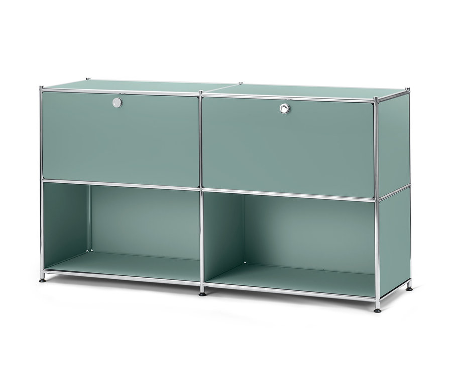 Zályazöld polcos komód »CN3« 2 tetszőlegesen felszerelhető lenyíló ajtóval.