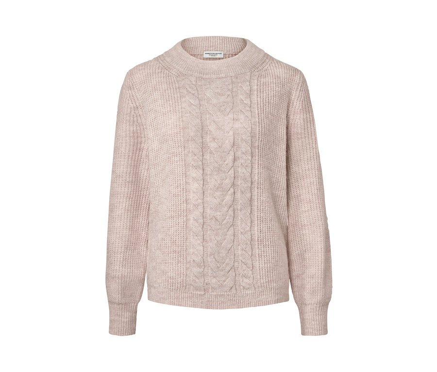 Női laza kötésű pulóver, krém.
