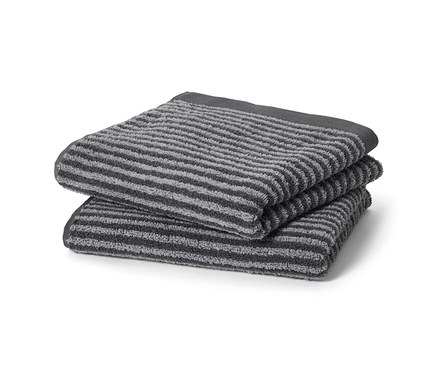 2 törölköző, csíkos, antracit, 50x90 cm