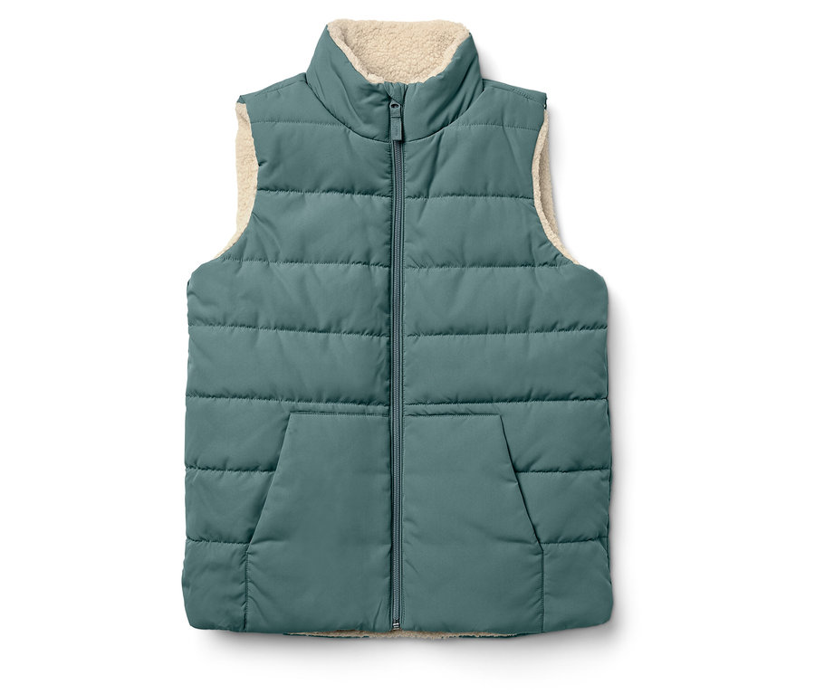 Zöld, steppelt mellény, fleece béléssel.