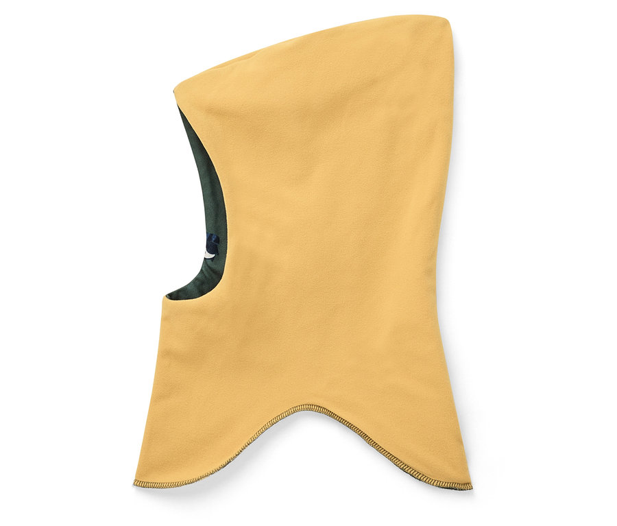 Sárga színű, bélelt símaszk.