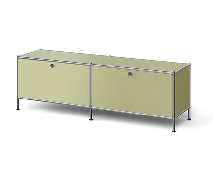 »CN3« alacsony komód, lenyíló ajtós rekeszekkel, pisztáciazöld