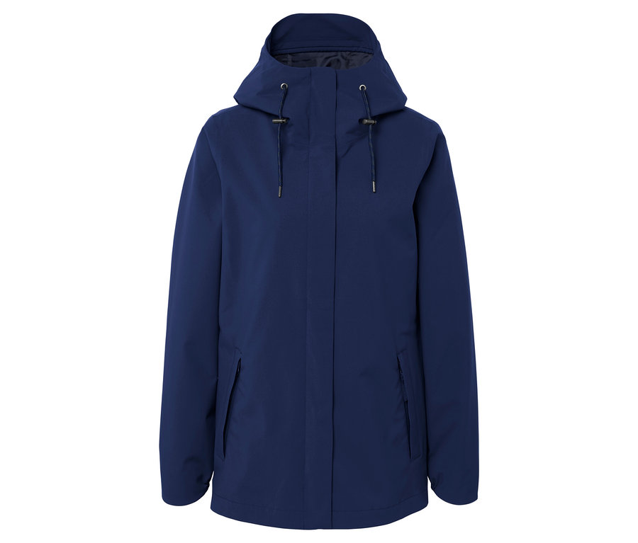 Kék kapucnis kabát.