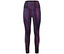Lila-fekete leggings vízszintes csíkokkal.
