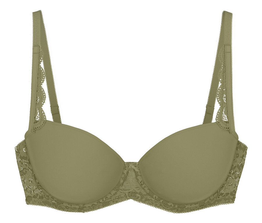 Triumph Amourette WP melltartó olívaarany színben, csipkés részletekkel a pántokon és az oldalakon.