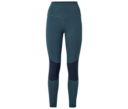 Sötétkék leggings sötétebb betétekkel a térdeken.