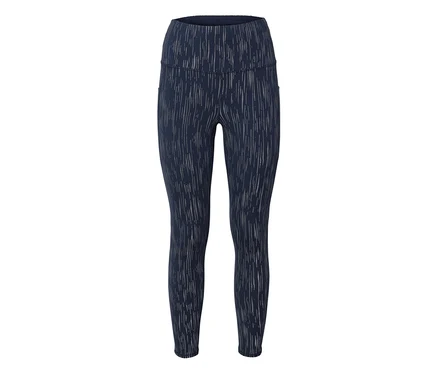 Sötétkék leggings fehér mintával.