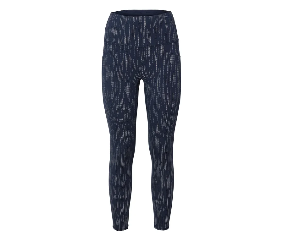 Sötétkék leggings fehér mintával.