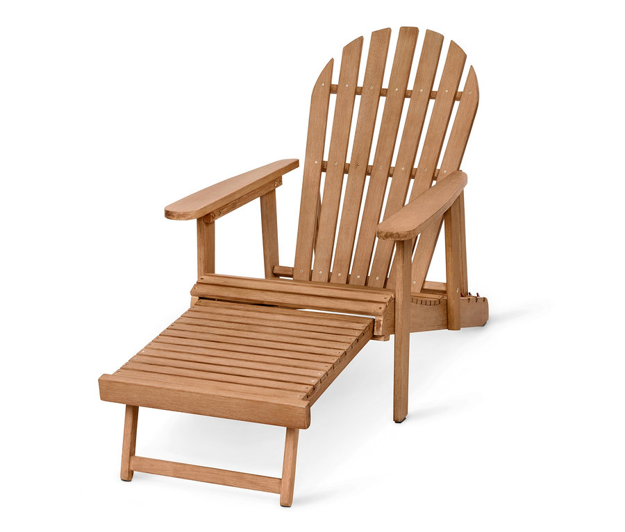 Kerti nyugágy kihúzható lábtartóval, eukaliptusz fából.