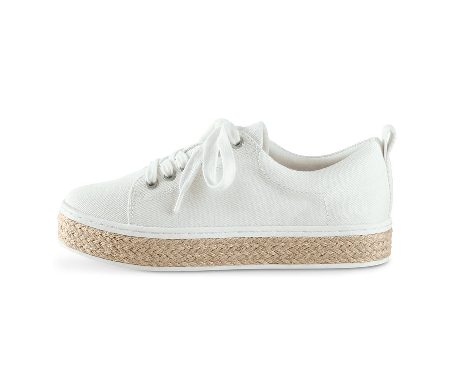 Fehér vászon sneaker cipő juta talppal.