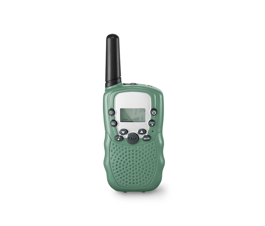 Egy zöld 2 walkie-talkie gyerekeknek szettben.