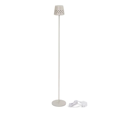 Egy LED-es, akkus állólámpa, fémből.