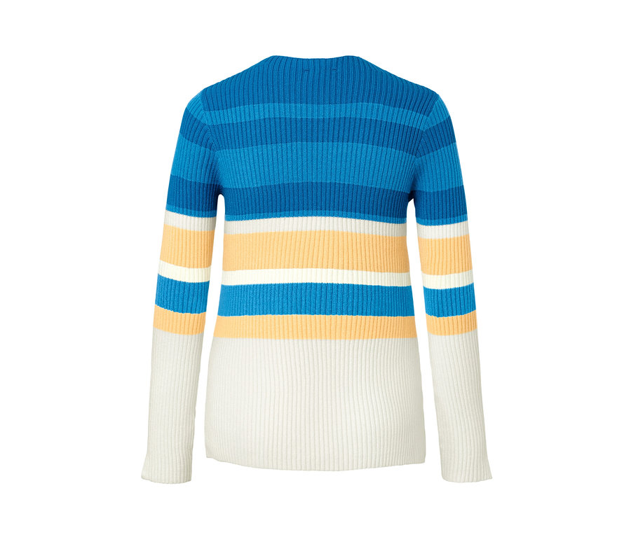 Csíkos, bordázott kötött pulóver hosszú ujjakkal.