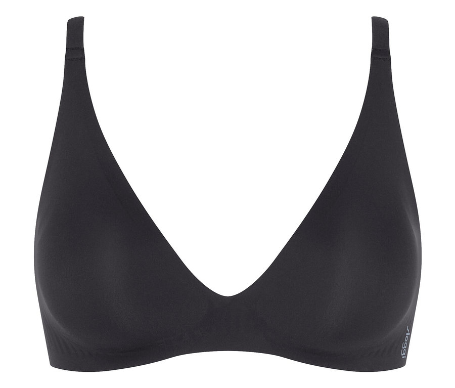 Fekete, merevítő nélküli melltartó.