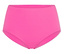 Rózsaszín, magas derekú bikini alsó fehér háttérrel.