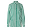 Egy hosszú ujjú ing látható függőleges zöld és fehér csíkokkal, fehér háttér előtt.