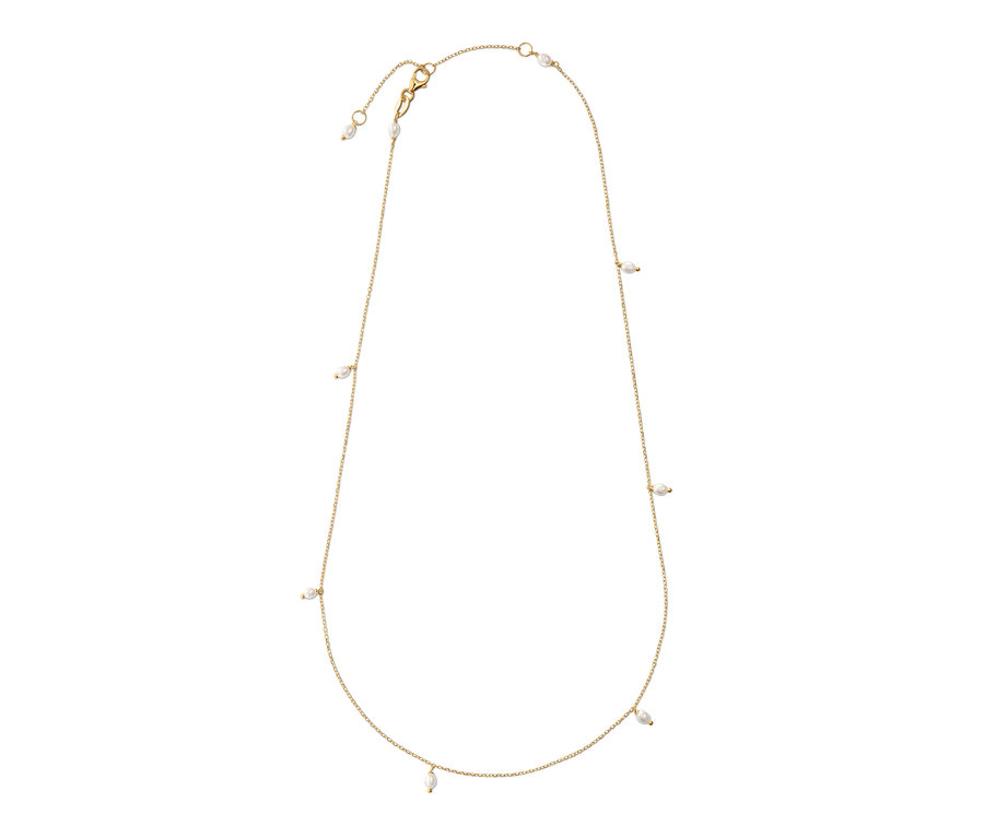 Arany nyaklánc tenyésztett gyöngyökkel.