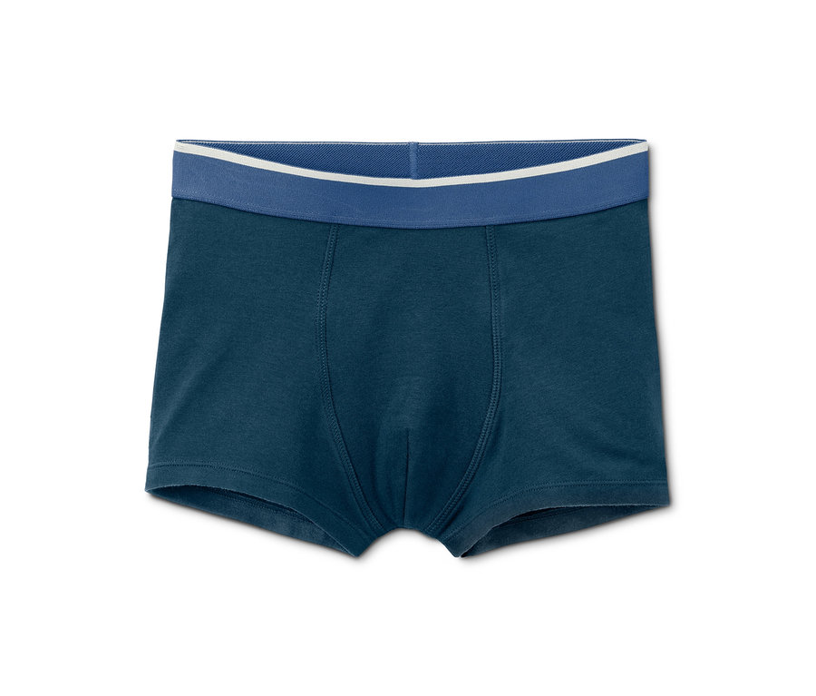 Kék színű bio pamut fiú boxer alsó, 7 darabos szett, kék derékpánttal.