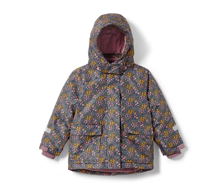 Virágmintás, rózsaszín, kétrészes kislány téli overál.