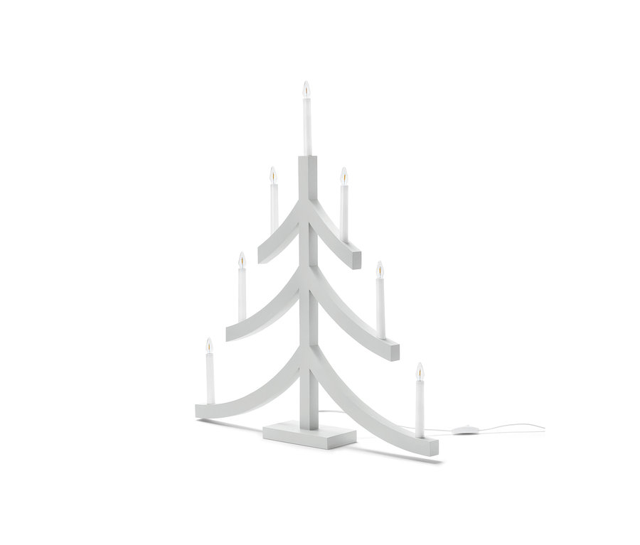 Fehér, XL-es LED-es gyertyatartó karácsonyfa alakban, hét izzóval.