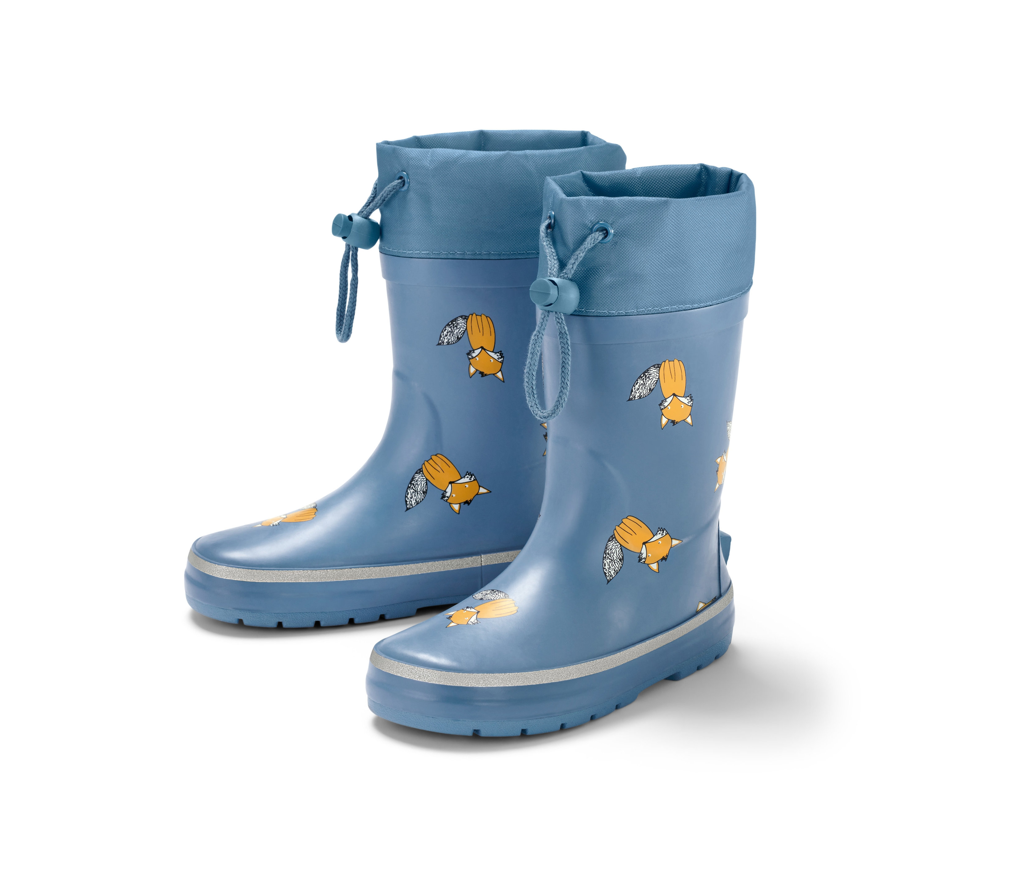 Kisgyerek gumicsizma, rókás, kék.