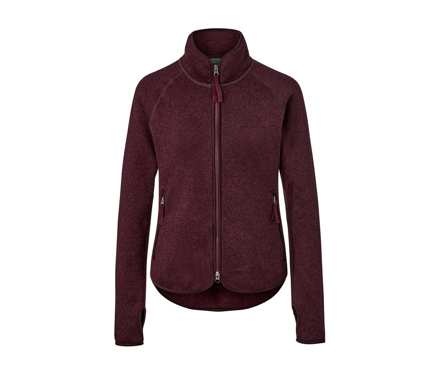 Bordó kötött polárfelső középen cipzárral.