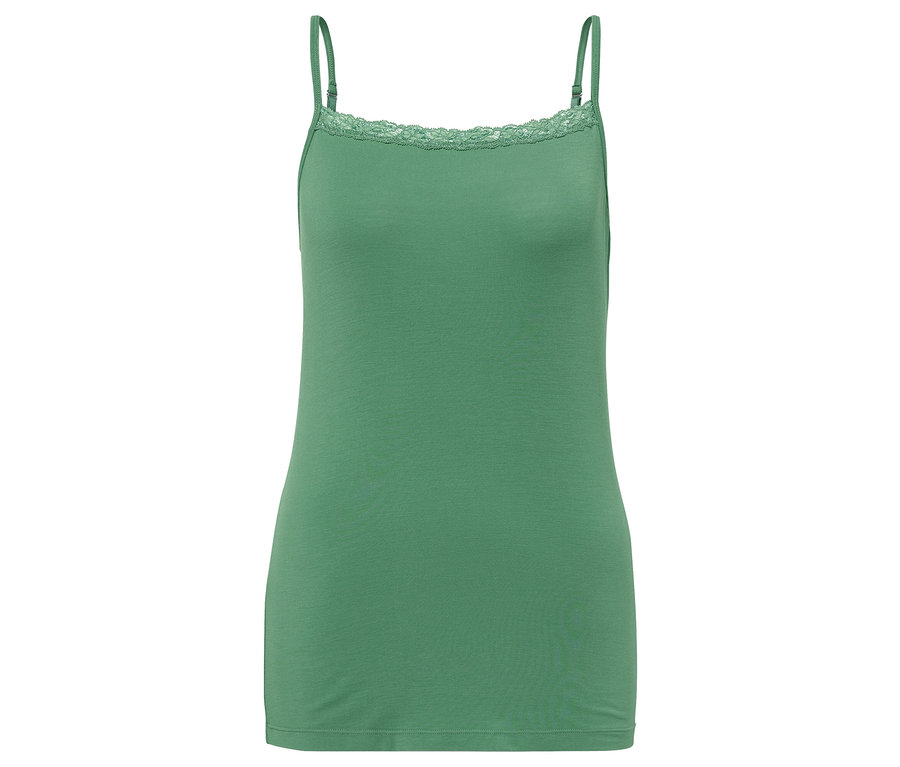 Zöld, csipkés modál női trikó.