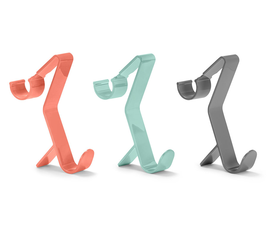 Három fűtőtestre való akasztó korall, türkiz és szürke színben.