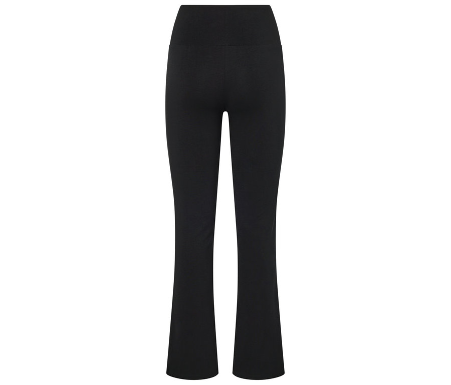 Fekete, trapéz szabású nadrág hátulról.