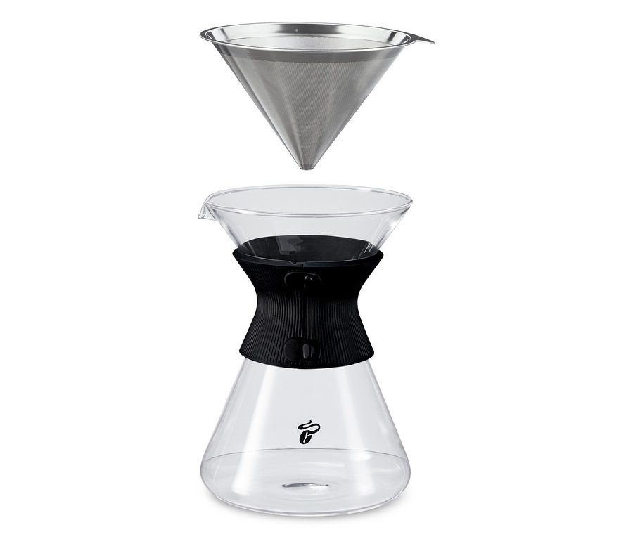 Egy 0,75 literes BEEM Pour Over üvegkancsó illusztrációja.