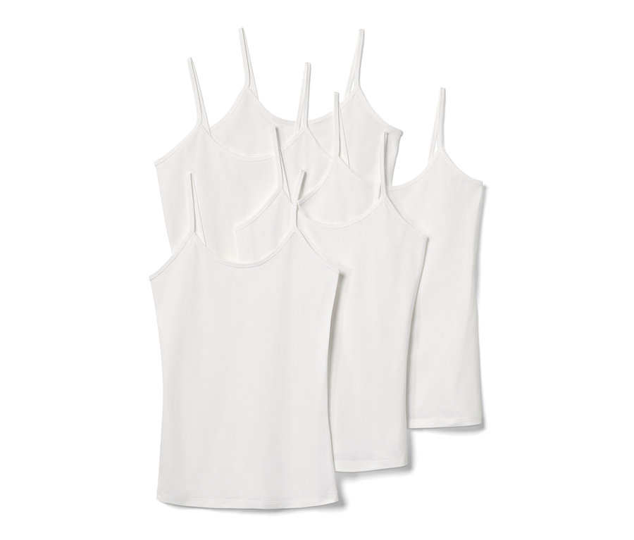 Öt fehér spagetti pántos trikó.