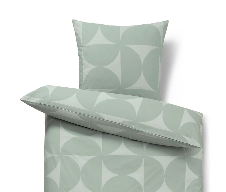 Zöld, geometriai mintás renforcé ágynemű.