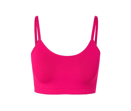 Fukszia színű, seamless bustier melltartó csipkével.