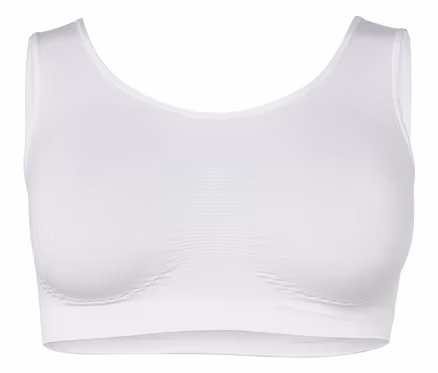 Fehér, zár nélküli sportmelltartó.