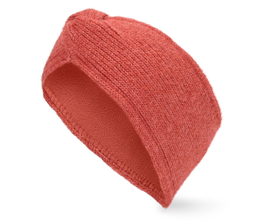 Narancssárga kötött fejpánt fehér háttéren.