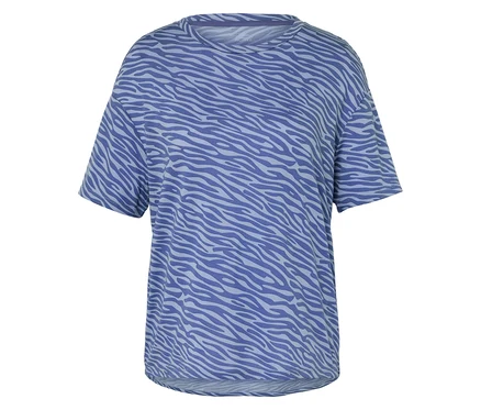 Kék póló zebra állatmintával.